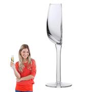Refined Liquid Chalice - Creative Slender Stem, Crimson Grape Juice Container, Transparent Decorative Tableware, Shatter Resistant Mineral Component | Luxury Toasting Flute for Enthusiasts & Guests