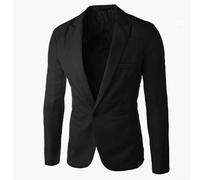 Refined Men's Blazer Jacket for Business and Wedding Functions, Slim Fit Style (M Black)
