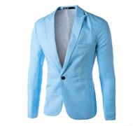Refined Men's Blazer Jacket for Business and Wedding Functions, Slim Fit Style (M Blue)