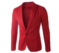 Refined Men's Blazer Jacket for Business and Wedding Functions, Slim Fit Style (M Red)