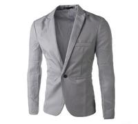 Refined Men's Blazer Jacket for Business and Wedding Functions, Slim Fit Style (XL Grey)