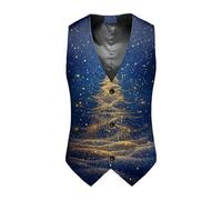 Refined Men's Christmas Waistcoat In A Rich Red Shade, Elegant Design Perfect For Formal Occasions, Includes A Practical Buttoned Chest Pocket (Sky Blue-b, M)