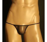 Refined Men's Sheer Pouch Briefs, Elegant and Sensual Low Rise G String Underwear Option (XL Black)