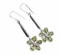 Refined Peridot Earrings - Chic Pear Faceted Stones in Polished Bezel Set Silver, Sleek 56mm Modern Green Jewelry