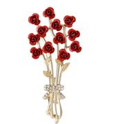 Refined Red Rose Brooch for Women | 7.1cm Resin Bouquet Pin for Office, Parties, and Special Occasions