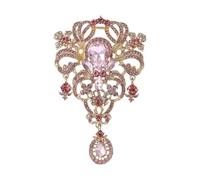 Refined Rhinestone Baroque Vintage Brooch for Women and Men - Teardrop Diamond Brooches, Lapel Pins, Scarf Clips, and Clothing Accessories for Weddings and Daily Wear(Pink)