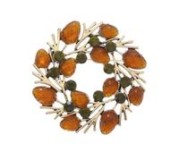 Refined Rhinestone Pinecone Wreath Brooch Pin for Women - Gold Plated Christmas Accessory with Champagne Green Crystals