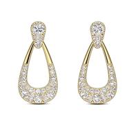 Refined Teardrop Shaped Golden Earrings with Brilliant Crystal Embellishments