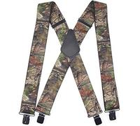 REFINEMMEE Trucker Side Clip Suspenders X-back for Hunting/Long Haul Truckers/Bikers,2" Wide Adjustable Braces, Camouflage W 4 Clips, big and tall