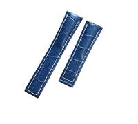 REFKIT 22mm 24mm Black Brown Blue Genuine Leather Watchband For Breitling Watch Strap For Avenger Belt For Navitimer Bracelet (Color : Blue, Size : 24mm)