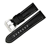 REFKIT Genuine Leather Watch Strap 22mm 24mm 26mm Fashion Blue Watch Accessories For Panerai Watch Band (Color : Black WS, Size : 24mm)