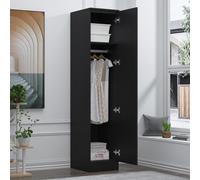 Reflect 1 Door High Gloss Wardrobe - Black, Durable Melamine Finish - Modern Bedroom Storage - Single Door Wardrobe