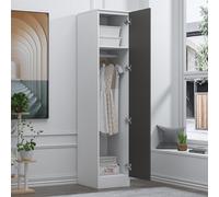 Reflect 1 Door High Gloss Wardrobe - Grey & White, Durable Melamine Finish - Modern Bedroom Storage - Single Door Wardrobe