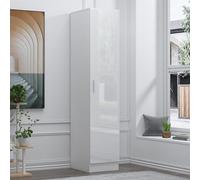 Reflect 1 Door High Gloss Wardrobe - White, Durable Melamine Finish - Modern Bedroom Storage - Single Door Wardrobe