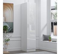 Reflect 1 Door High Gloss Wardrobe | White, Durable Melamine Finish | Modern Bedroom Storage with Hanging Rail & Shelves | Single Door Wardrobe, Sleek Design