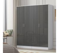 Reflect - 2X 2 Door Plain Wardrobe Bundle - Gloss Grey / Matt White