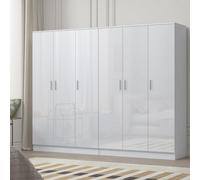 Reflect - 2X 3 Door Plain Wardrobe Bundle - Gloss White / Matt White