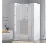 Reflect 3Pc Wardrobe Bundle - 1 Door Corner + 2X 1 Door Plain - White Gloss & Matt White - H: 180Cm X W: 150Cm X D: 74Cm