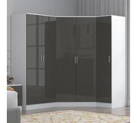 Reflect 3Pc Wardrobe Bundle - 2 Door Corner + 2 Door Plain + 1 Door Plain - Grey Gloss & Matt White - H: 180Cm X W: 179Cm