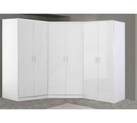 Reflect 3Pc Wardrobe Bundle - 2 Door Corner + 2X 2 Door Plain - White Gloss & Matt White - H: 180Cm X W: 179Cm X D: 103Cm