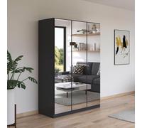 Reflect Wardrobe - 136cm - 3 Door - Mirrored - with Interior Division - Metallic Dark Grey