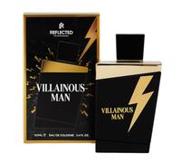 Reflected Fragrances Villainous Man Eau De Cologne, Black and Gold Design, 100ml Glass Bottle, Luxury Men's Fragrance