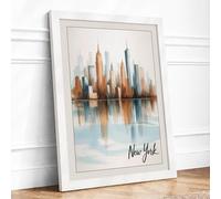 Reflected New York Vintage Framed Wall Art Print A3 (42×29.7cm) White, Wall Decor for Living Room, Bedroom, Office & Home, Ready to Hang, Art Gift