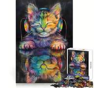 Reflection Cat Listening M Jigsaw Puzzles 1000 Piece for Adults Smart Reason Toy Casual Fun Smooth Edge Wall Art Decor (38x52cm)