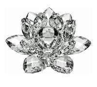 Reflection Crystal Lotus Flower, 3 Foots Sturdy Glass Decor 3 Layers Crystal Flower Figurine Home Decor with Gift Box,White