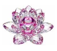 Reflection Crystal Lotus Flower, 3 Foots Sturdy Glass Decor 3 Layers Crystal Flower Figurine Home Decor with Gift Box,Purple