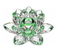 Reflection Crystal Lotus Flower, 3 Foots Sturdy Glass Decor 3 Layers Crystal Flower Figurine Home Decor with Gift Box,Green