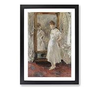 Reflection in The Mirror by Berthe Morisot Framed Print | A2 Black Framed Wall Art | Ready to Hang | Modern Nature Picture | Living Room Bedroom Lounge Office