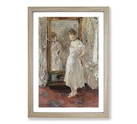 Reflection in The Mirror by Berthe Morisot Framed Print | A2 Oak Framed Wall Art | Ready to Hang | Modern Nature Picture | Living Room Bedroom Lounge Office