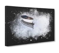 Reflection of a Boat Paint Splash Canvas Print for Living Room Bedroom Home Office Décor, Wall Art Picture Ready to Hang, 30 x 20 Inch (76 x 50 cm)
