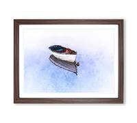 Reflection Of A Boat Painting Modern Art Framed Print | A2 Walnut Framed Wall Art | Ready to Hang | Modern Vehicle Picture | Living Room Bedroom Lounge Office