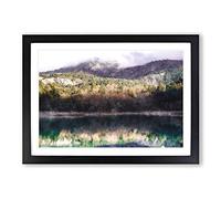 Reflection of an Autumn Forest Painting Framed Print | A2 Black Framed Wall Art | Ready to Hang | Modern Landscape Picture | Living Room Bedroom Lounge Office