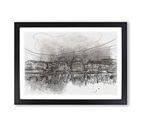 Reflection of Stockholm in Sweden in Abstract Framed Print | A2 Black Framed Wall Art | Ready to Hang | Abstract Fantasy Picture | Living Room Bedroom Lounge Office