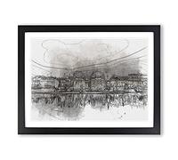Reflection Of Stockholm In Sweden In Abstract Modern Art Framed Print | A3 Black Framed Wall Art | Ready to Hang | Abstract Fantasy Picture | Living Room Bedroom Lounge Office