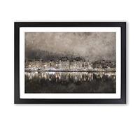 Reflection of Stockholm in Sweden Painting Framed Print | A2 Black Framed Wall Art | Ready to Hang | Modern Historical Picture | Living Room Bedroom Lounge Office