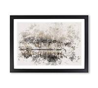 Reflection of Stockholm in Sweden Watercolour Framed Print | A2 Black Framed Wall Art | Ready to Hang | Modern Historical Picture | Living Room Bedroom Lounge Office