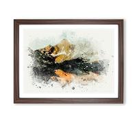 Reflection Of The Alps In Abstract Modern Art Framed Print | A3 Walnut Framed Wall Art | Ready to Hang | Abstract Fantasy Picture | Living Room Bedroom Lounge Office