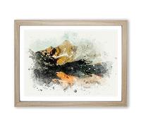 Reflection Of The Alps In Abstract Modern Art Framed Print | A4 Oak Framed Wall Art | Ready to Hang | Abstract Fantasy Picture | Living Room Bedroom Lounge Office