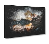 Reflection Of The Alps Paint Splash Canvas Print | Gallery Wrapped 30mm Frame Wall Art | 24x16 inches | Ready to Hang | Modern Picture | Living Room Bedroom Lounge Office