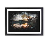Reflection of The Alps Paint Splash Framed Print | A2 Black Framed Wall Art | Ready to Hang | Modern Nature Picture | Living Room Bedroom Lounge Office