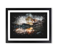 Reflection Of The Alps Paint Splash Modern Art Framed Print | A2 Black Framed Wall Art | Ready to Hang | Modern Nature Picture | Living Room Bedroom Lounge Office