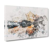 Reflection of the Alps Watercolour Canvas Print | Gallery Wrapped 30mm Frame Wall Art | 30x20 inches | Ready to Hang | Modern Picture | Living Room Bedroom Lounge Office