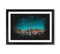 Reflection of The San Francisco Skyline Paint Splash Framed Print | A2 Black Framed Wall Art | Ready to Hang | Modern Cityscape Picture | Living Room Bedroom Lounge Office