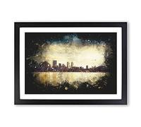 Reflection of The Seattle Skyline Paint Splash Framed Print | A2 Black Framed Wall Art | Ready to Hang | Modern Cityscape Picture | Living Room Bedroom Lounge Office