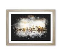 Reflection of The Toronto Skyline Paint Splash Framed Print | A2 Oak Framed Wall Art | Ready to Hang | Modern Cityscape Picture | Living Room Bedroom Lounge Office