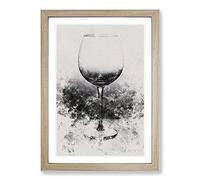 Reflection of The Wine Glass Watercolour Framed Print | A2 Oak Framed Wall Art | Ready to Hang | Modern Food Picture | Living Room Bedroom Lounge Office